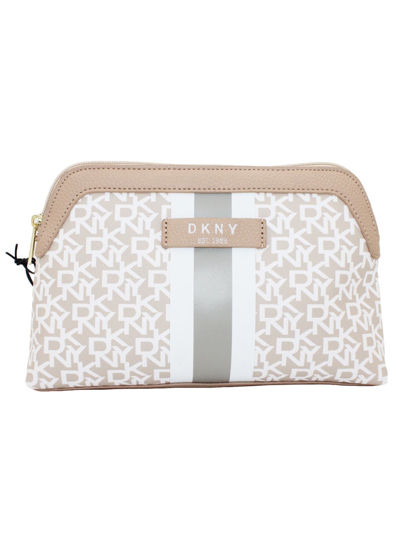 DKNY DKNY Signature Stripe Original Beauty Pouch Cosmetic Bag, Travel Make up Bag Small, Small Lightweight Cosmetic Bag Storage Bag, Small Makeup Bag, Travel Toiletry Bag  - Image 1