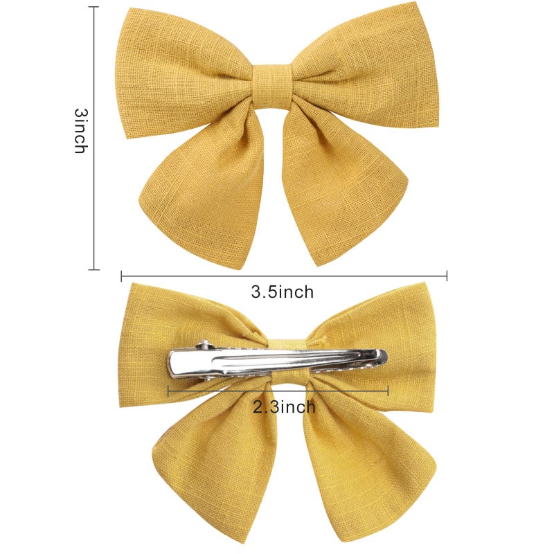 OAOLEER Hair Clip, 40Pcs 3.5Inch Hair Bows for Toddler Girls, Linen Neutral Pigtail Bows Accessories in 20 Colors - Image 2