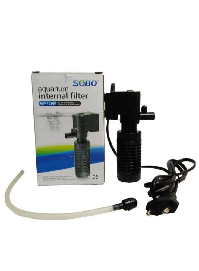 سوبو فلتر حوض سمك داخلي 3 في 1 من SOBO موديل WP-1050F | قوة 4 واط ومعدل تدفق 400 لتر/ساعة | تنقية وتهوية وتدوير المياه للأحواض الصغيرة والمتوسطة - Image 1