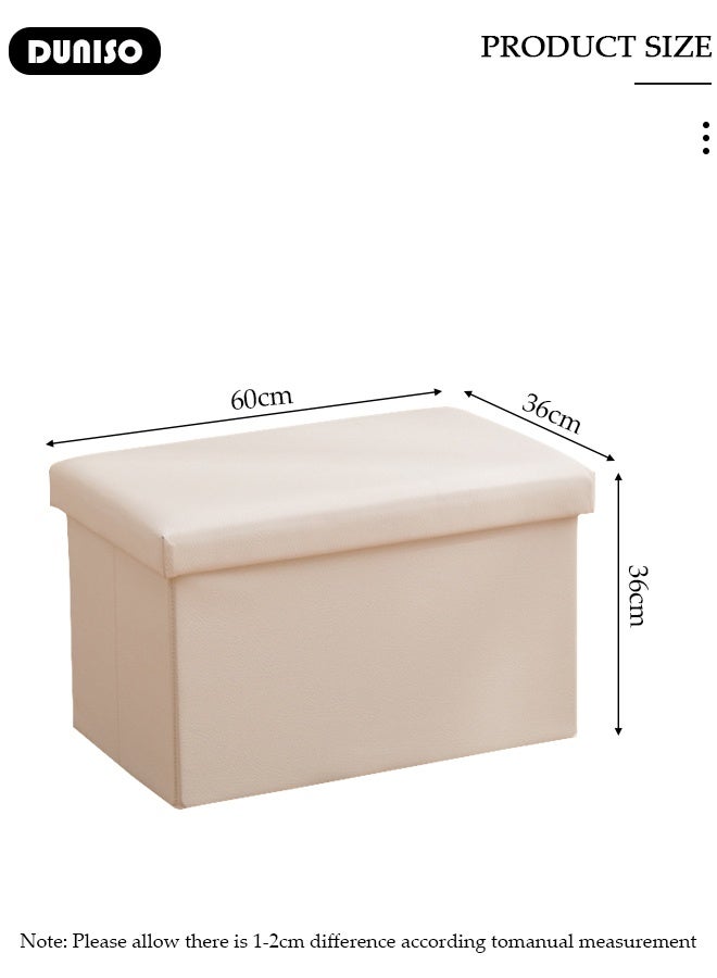 DUNISO Folding Ottoman Leather Storage Ottoman Leather Footstool Bench Ottoman Bench Versatile Space-Saving Cube Bench Storage Boxes Footrest Stool for Living Room, Bedroom, Entryway  - Image 2