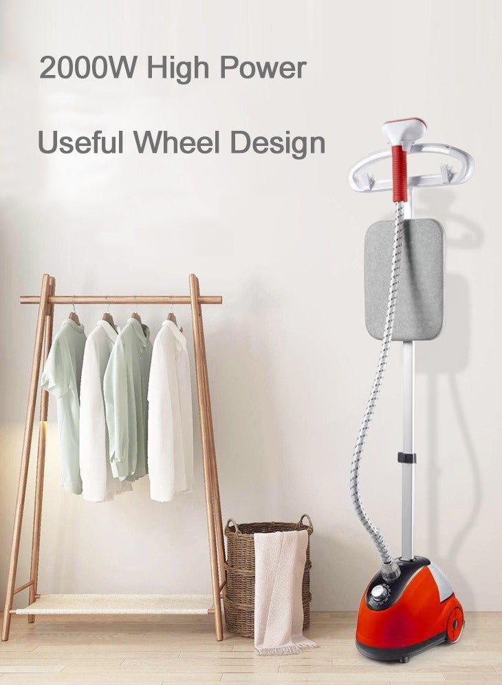 ييباو مكواة بخار ملابس بقوة 2000 واط مع نظام تعليق للبدلات، خزان مياه سعة 2 لتر للتبخير المستمر، مكواة بخار ملابس مع عجلة ولوح، حماية من الحرارة الزائدة، مقاومة للتجاعيد، عمود تلسكوبي من الألومنيوم عالي الجودة، GRE-414 - Image 2