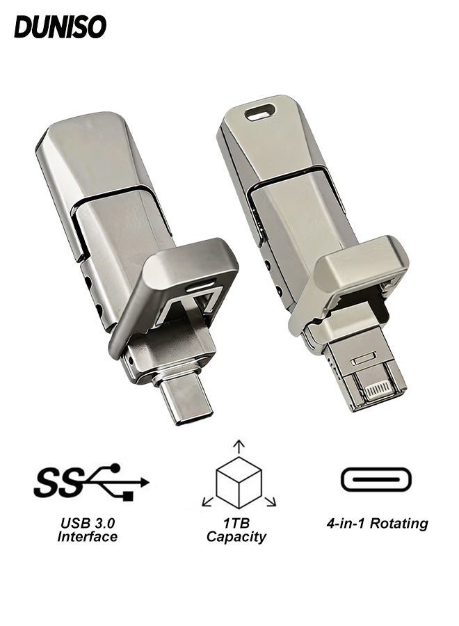 duniso Duniso 4-in-1 Rotating Usb Flash Drive With Micro Usb 3 0 And type-c Connectors 1000GB Z6FBE0E2FDB1E6466F50EZ