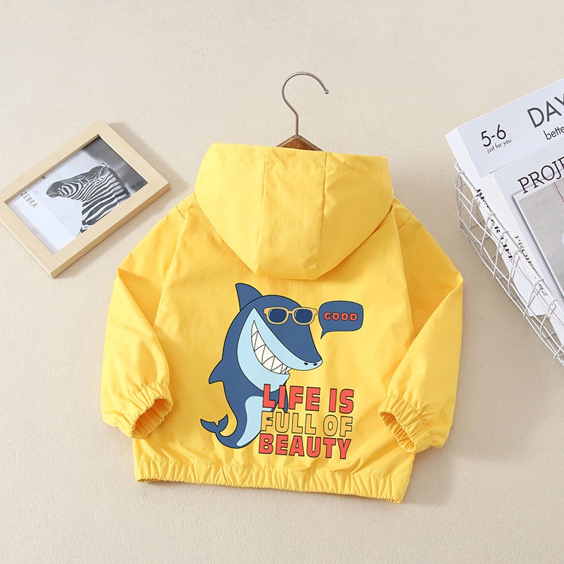 Boys Spring Cartoon Hooded Jacket Style Medium And Large Kidsren'S Male And Female Baby Jackets Kidsren'S Tops - Image 1