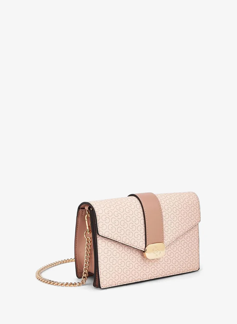Celeste PINK Monogram Print Crossbody Bag with Chain Strap for Women | Best Price UAE