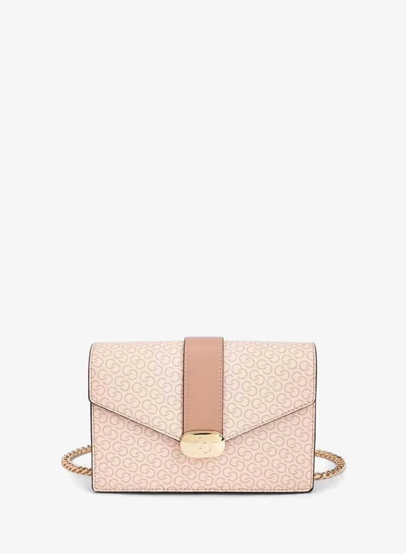 Celeste Monogram Print Crossbody Bag with Chain Strap