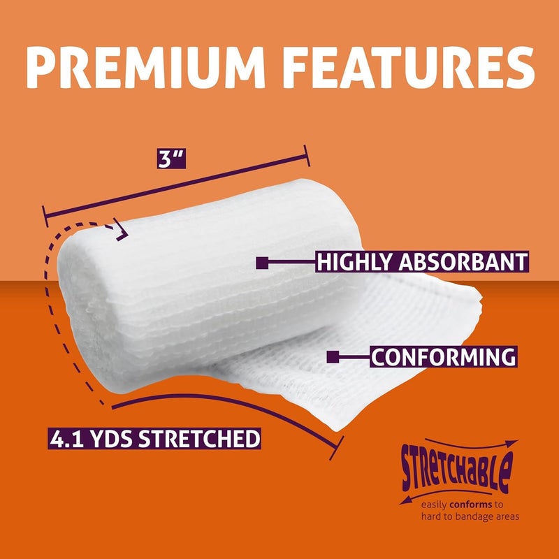SNL Strechable Gauze Roll  Pack of 24  by SNL Quality 3 inch x 41 Yard Conforming Latex Free Stretch Bandage Roll Individually Wrapped Rolls Fist Aid Ideal for Mummy Wrap and Vet Wrap - Image 2