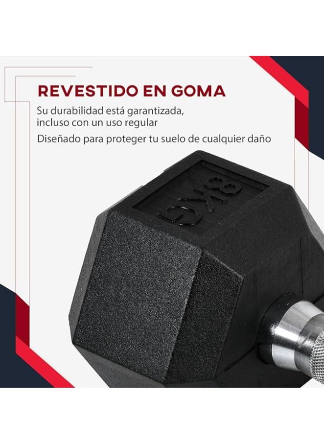 Generic - HOMCOM 8 kg Dumbbell Set with Metal Connecting Bar and Hexagonal Head Weight Set 16 kg Total for Home Gym Office Training Black and Silver - Image 1