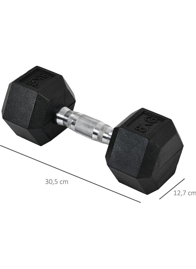 Generic - HOMCOM 8 kg Dumbbell Set with Metal Connecting Bar and Hexagonal Head Weight Set 16 kg Total for Home Gym Office Training Black and Silver - Image 1