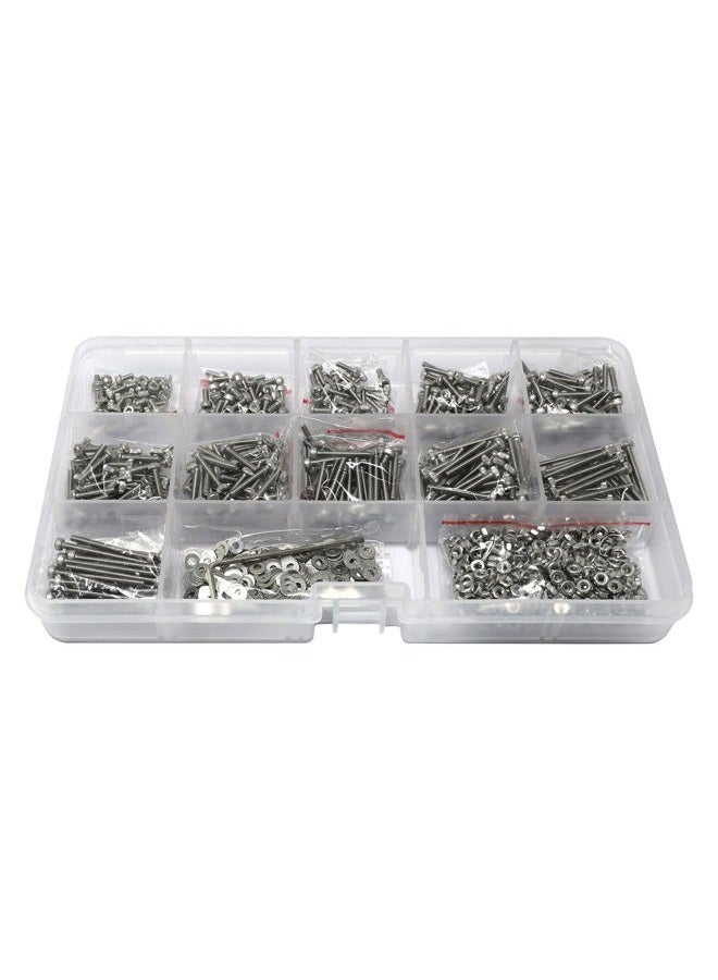 iExcell 1500 Pcs Metric M2 x 4/5/6/8/10/12/14/16/18/20/25 Stainless Steel 304 Hex Socket Head Cap Screws Bolts Nuts Washers Assortment Kit - Image 2