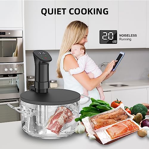 Rocyis Sous Vide Machine-Suvee Cooker-Rocyis Sous Vide Kit with Lid, Recipes-1000W Fast Heating Immersion Circulator/Accurate Temperature and Timer/Digital Touch Screen, Stainless Steel (US Standard) - Image 5