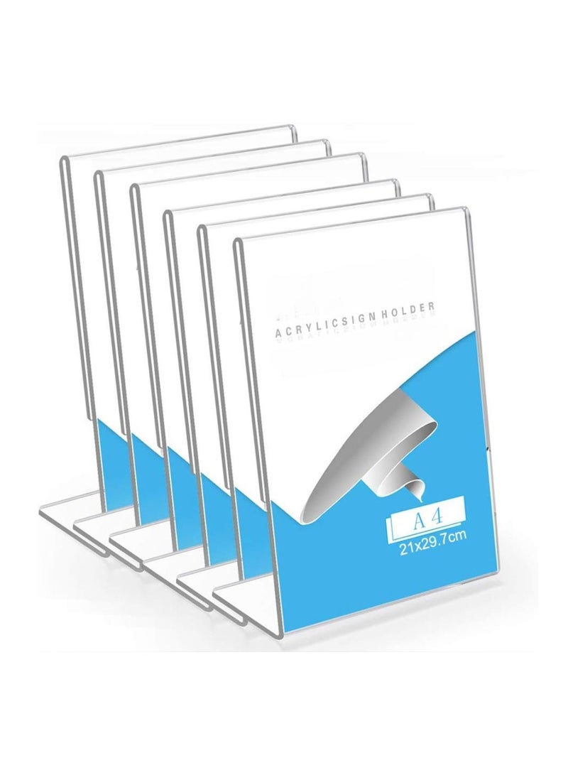 TPGP Menu Holder A4 Acrylic Sign Holder Clear Perspex Display Poster Stand For Hotel, Reception, Restaurant, Trade Shows, The Bubble Tea Shop - 6 Pack - Image 1