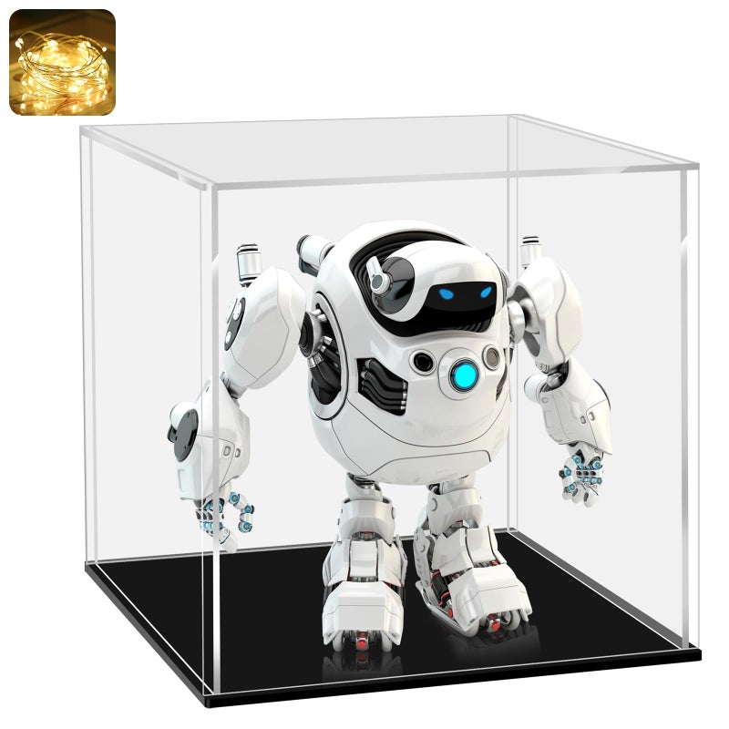 LANSCOERY LANSCOERY Acrylic Display Case  Assemble Showcase Display Box for Collectibles  with Dustproof & Seamless Display Design  4.7x4.7x4.7inch Black Base  - Image 1