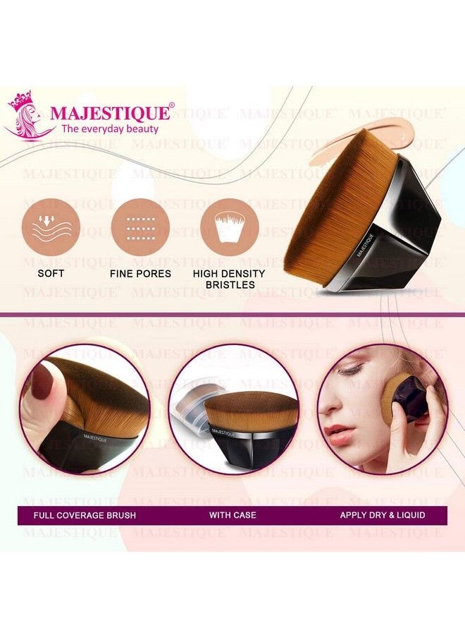 MAJESTIQUE Magic Foundation Brush & Large Sponge For Makeup Blusher Blending Liquid Compact Powder Brush Powder Brush Blush Brush For Makeup With Protective Case Large Size  - Image 3