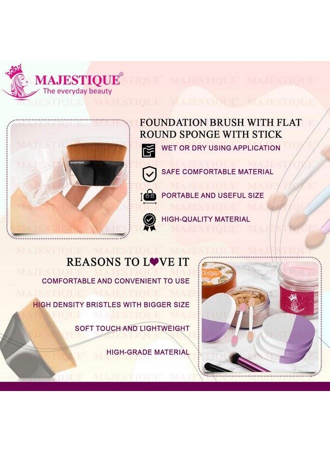 MAJESTIQUE Magic Foundation Brush & Large Sponge For Makeup Blusher Blending Liquid Compact Powder Brush Powder Brush Blush Brush For Makeup With Protective Case Large Size  - Image 5