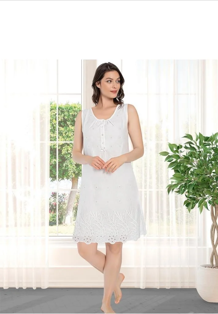 بيرول جاي Birolgaye 12065 Scalloped Maternity Cotton Nightgown Dressing Gown Set
