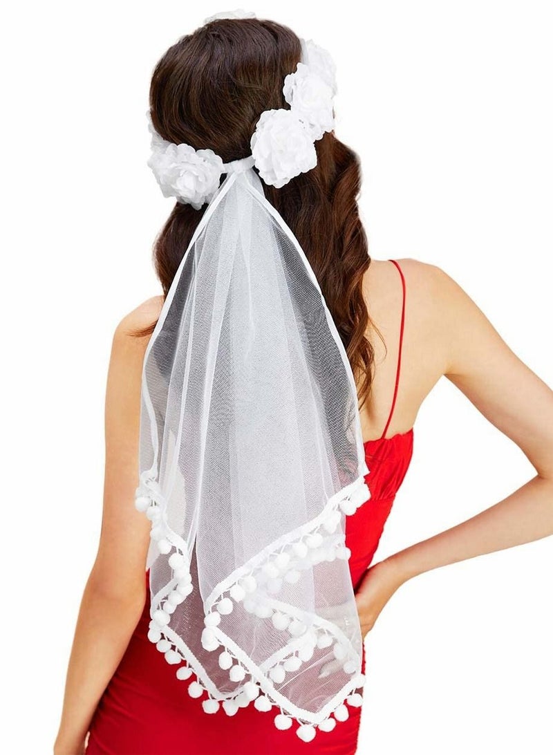 SYOSI Bachelorette Party Decoration Kit,  Flower Crown Bridal Wedding Veil White for Bachelorette Bridal Shower Engagement Wedding Party Favor - Image 1