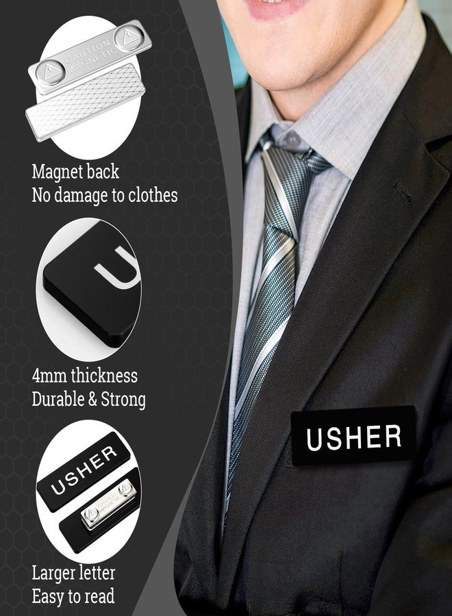 Fullhawl 12 Pcs Magnetic Usher Badges and 4 Pcs Greeter Name Tag for Church Acrylic Usher Name Tags with Magnet Usher and Greeter Badges for Uniform Clothe Church Gathering, 1 x 3 Inch (Black) - Image 4