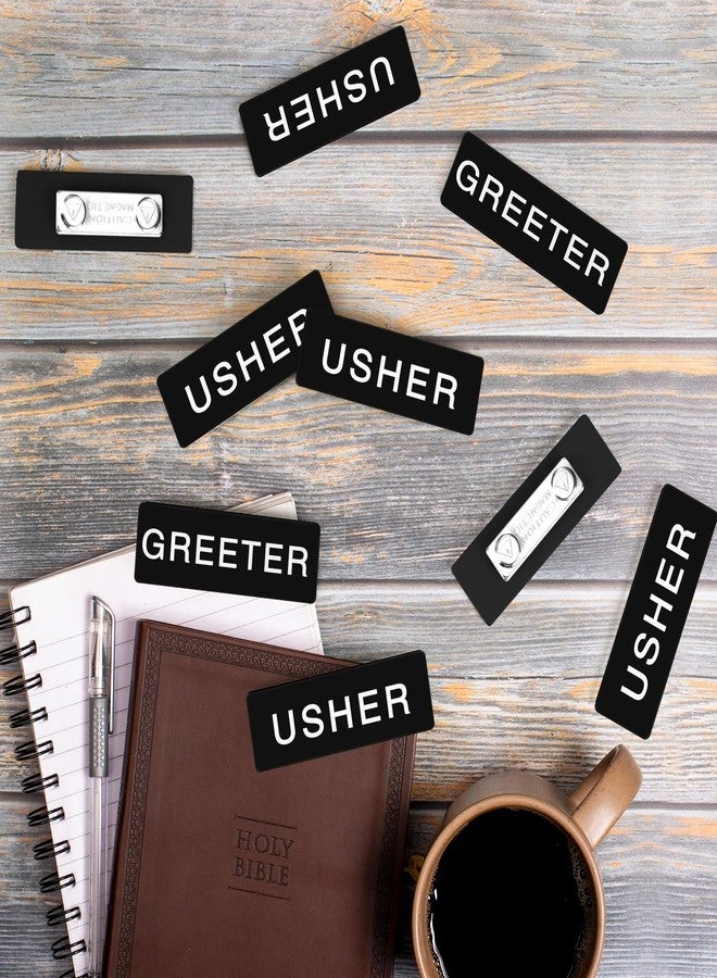 Fullhawl 12 Pcs Magnetic Usher Badges and 4 Pcs Greeter Name Tag for Church Acrylic Usher Name Tags with Magnet Usher and Greeter Badges for Uniform Clothe Church Gathering, 1 x 3 Inch (Black) - Image 5