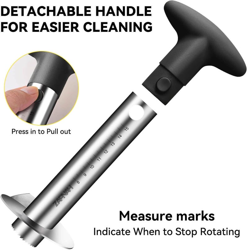 ZAFNAH Pineapple Corer and Slicer Tool, Pineapple Cutter and Corer, Stainless Steel Pineapple Peeler, Easy Pineapple core remover decorer, Eye Removal Tool, Pelador De Piña (Black with Measure marks) - Image 3