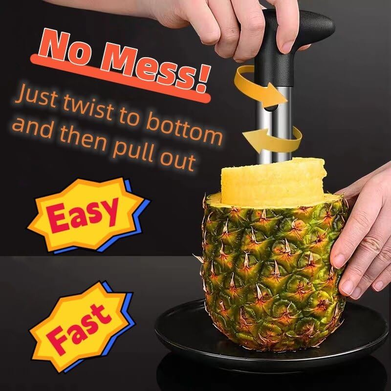 ZAFNAH Pineapple Corer and Slicer Tool, Pineapple Cutter and Corer, Stainless Steel Pineapple Peeler, Easy Pineapple core remover decorer, Eye Removal Tool, Pelador De Piña (Black with Measure marks) - Image 4