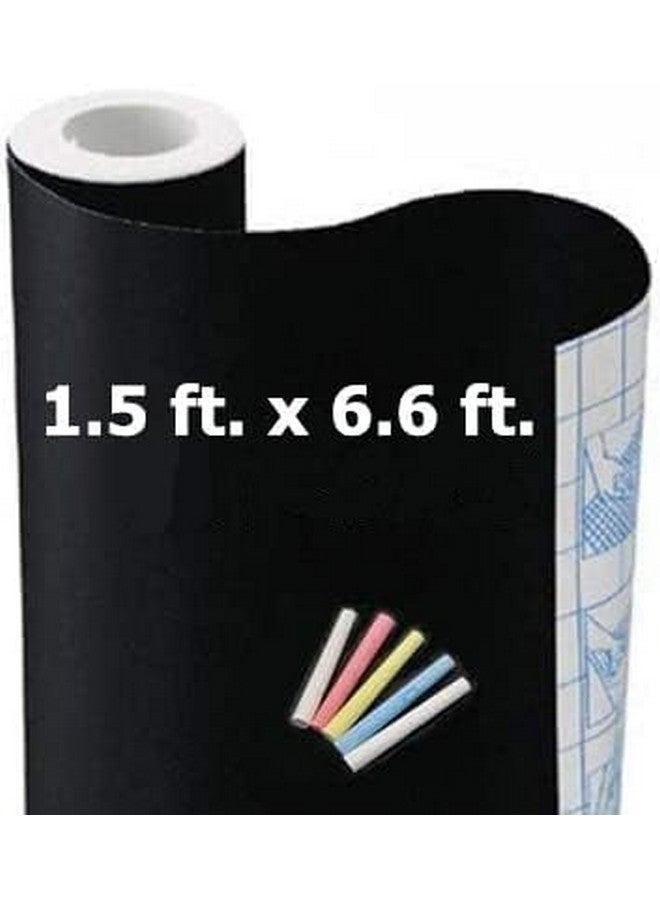 TAKSDAI Chalkboard Wallpaper Peel And Stick18 × 79 Inches Removable Blackboard Contact Paper Wall Sticker Self Adhesive Vinyl Decal Bonus 5 Chalks (1 Roll 1.5Ft.X6.6Ft.) - Image 1