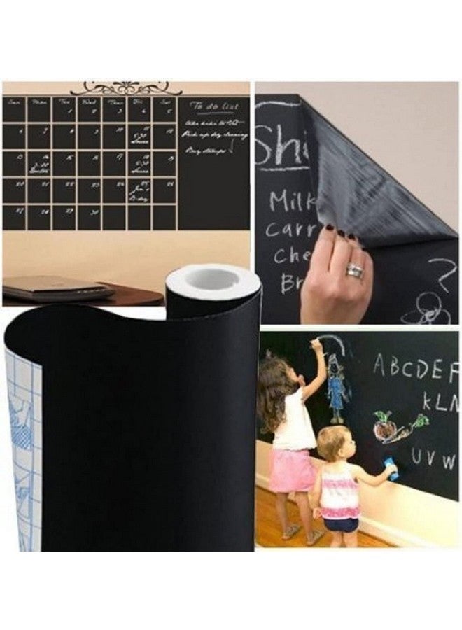 TAKSDAI Chalkboard Wallpaper Peel And Stick18 × 79 Inches Removable Blackboard Contact Paper Wall Sticker Self Adhesive Vinyl Decal Bonus 5 Chalks (1 Roll 1.5Ft.X6.6Ft.) - Image 2