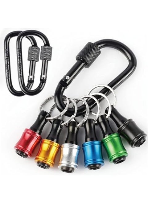 Bit holder Keychain Light-weight Extra 2 Black Carabiners Portable 6 pcs 1/4 inch Hex Shank Drill Screw Adapter Quick-change Screwdriver Electrician