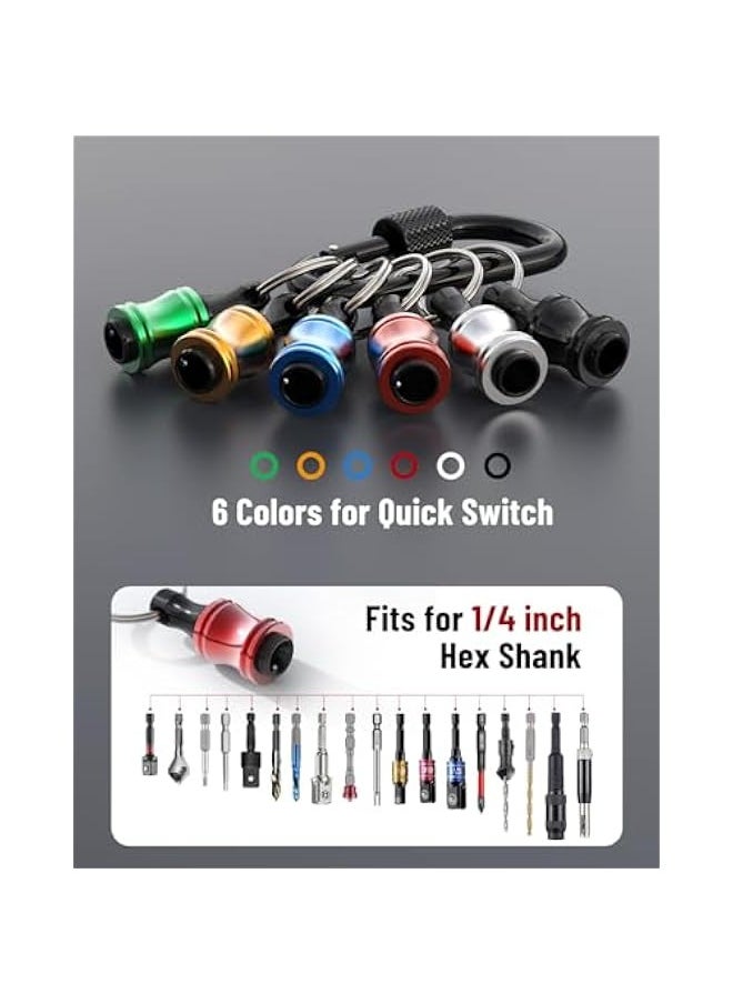 Generic Bit holder Keychain Light-weight Extra 2 Black Carabiners Portable 6 pcs 1/4 inch Hex Shank Drill Screw Adapter Quick-change Screwdriver Electrician  - Image 2