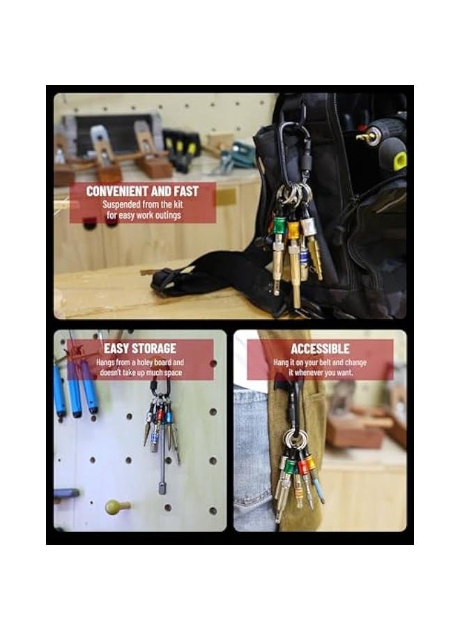 Generic Bit holder Keychain Light-weight Extra 2 Black Carabiners Portable 6 pcs 1/4 inch Hex Shank Drill Screw Adapter Quick-change Screwdriver Electrician  - Image 4