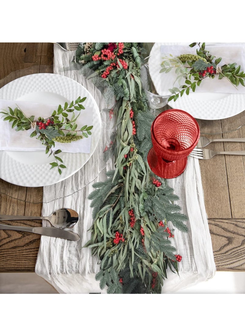 YIM-VIBEHAUS - 4M Cheesecloth Table Runner, White Wedding Table Runner, Boho Gauze Table Runner, Rustic Sheer Table Decor 90x400CM White - Image 1