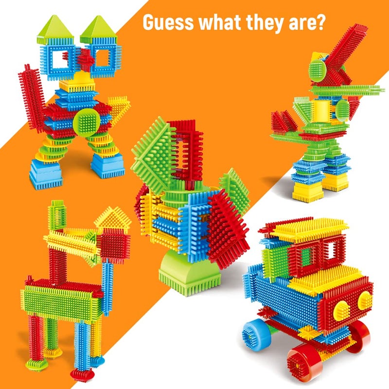 teytoy My First Baby Building Toys, 150pcs Bristle Shape 3D Building Blocks Toy Set, STEM Educational Preschool Toys, Building Blocks for Kids Ages 4-8 Years Old - Image 4