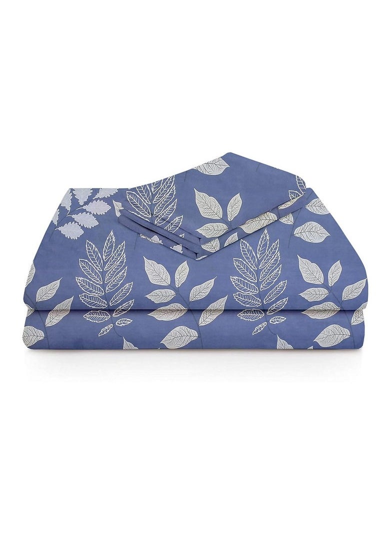 BSB HOME Premium Glace Cotton 180 TC King Fitted Bedsheet Set  with 2 Pillow Covers 183x198 +25 Cms – Blue  - Image 3