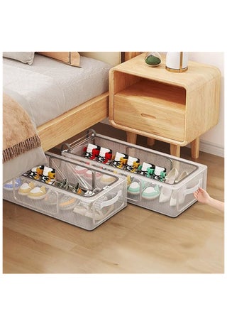 2PCS Shoe Storage Boxes, Clear Foldable Fabric Shoe Storage Organizer with Steel Frame, Stackable and Foldable, Under Bed Storage Bin with Handle and Zipper for Shoes Clothes Sheets Toys, Space Saving Design (2 Pack) - pzsku/Z6FBEC81050CF617767F4Z/45/1745634828/792b8b77-219a-4ee3-bad6-2f8d7f3105fd