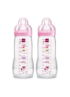 MAM Easy Active Baby Bottle 11Oz Easy Switch Between Breast And Bottle Easy To Clean 4+ Months Girl  - Image 1