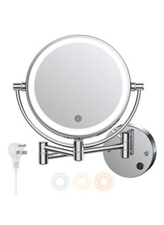 COSMIRROR Wall Mounted Makeup Mirror With Lights8 Inch Lighted Magnifying Mirror 1X10X 3 Color Lights & Touch Screen Dimming Light Up Mirror 360°Free Rotation Vanity Mirror Plugin Ac Cord  - Image 1