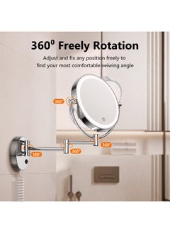 COSMIRROR Wall Mounted Makeup Mirror With Lights8 Inch Lighted Magnifying Mirror 1X10X 3 Color Lights & Touch Screen Dimming Light Up Mirror 360°Free Rotation Vanity Mirror Plugin Ac Cord  - Image 5
