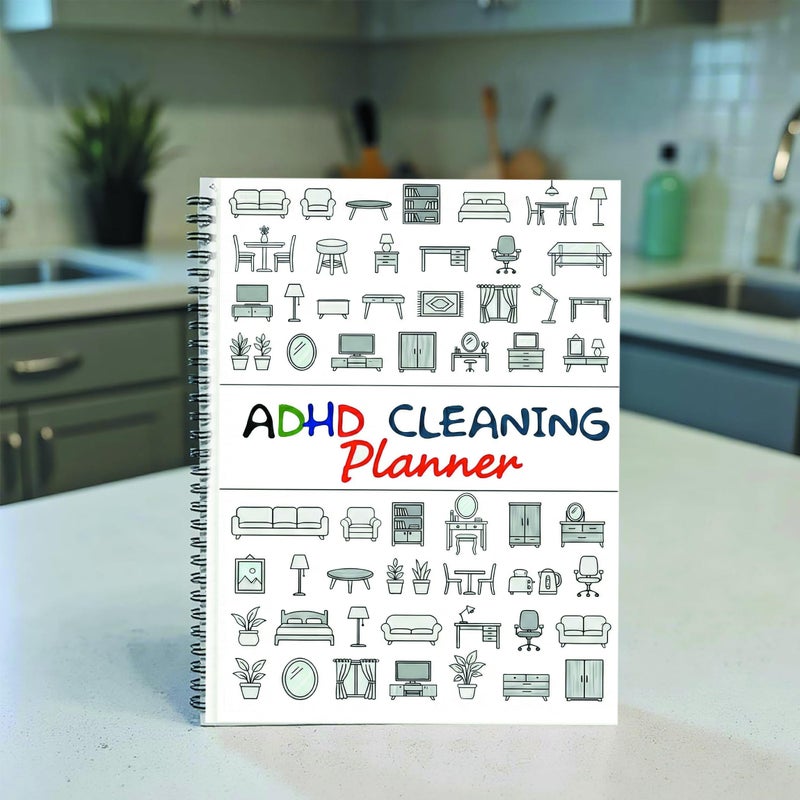 UMOKO ADHD Cleaning Planner, Daily Weekly Monthly Household Cleaning Schedule, 8.27 x 11.22 inch Chore Chart Organizer - Image 1