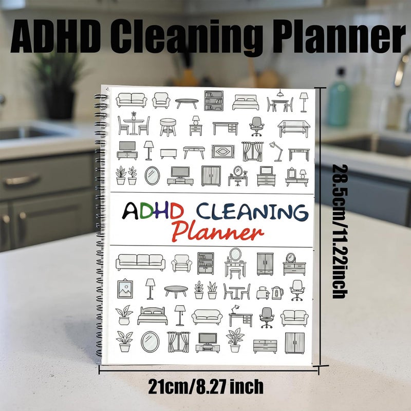 UMOKO ADHD Cleaning Planner, Daily Weekly Monthly Household Cleaning Schedule, 8.27 x 11.22 inch Chore Chart Organizer - Image 2