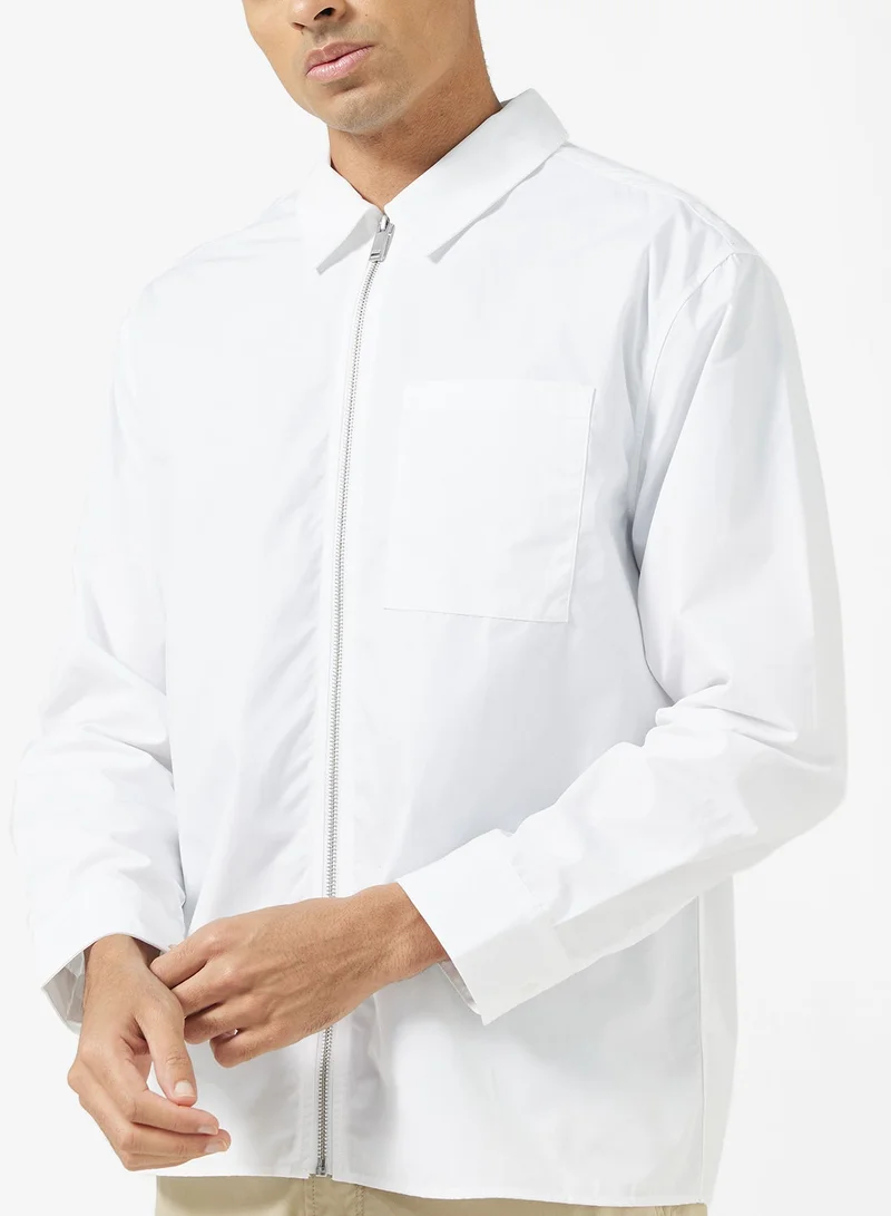 Calvin Klein Jeans Relaxed Zip Up Poplin Overshirt