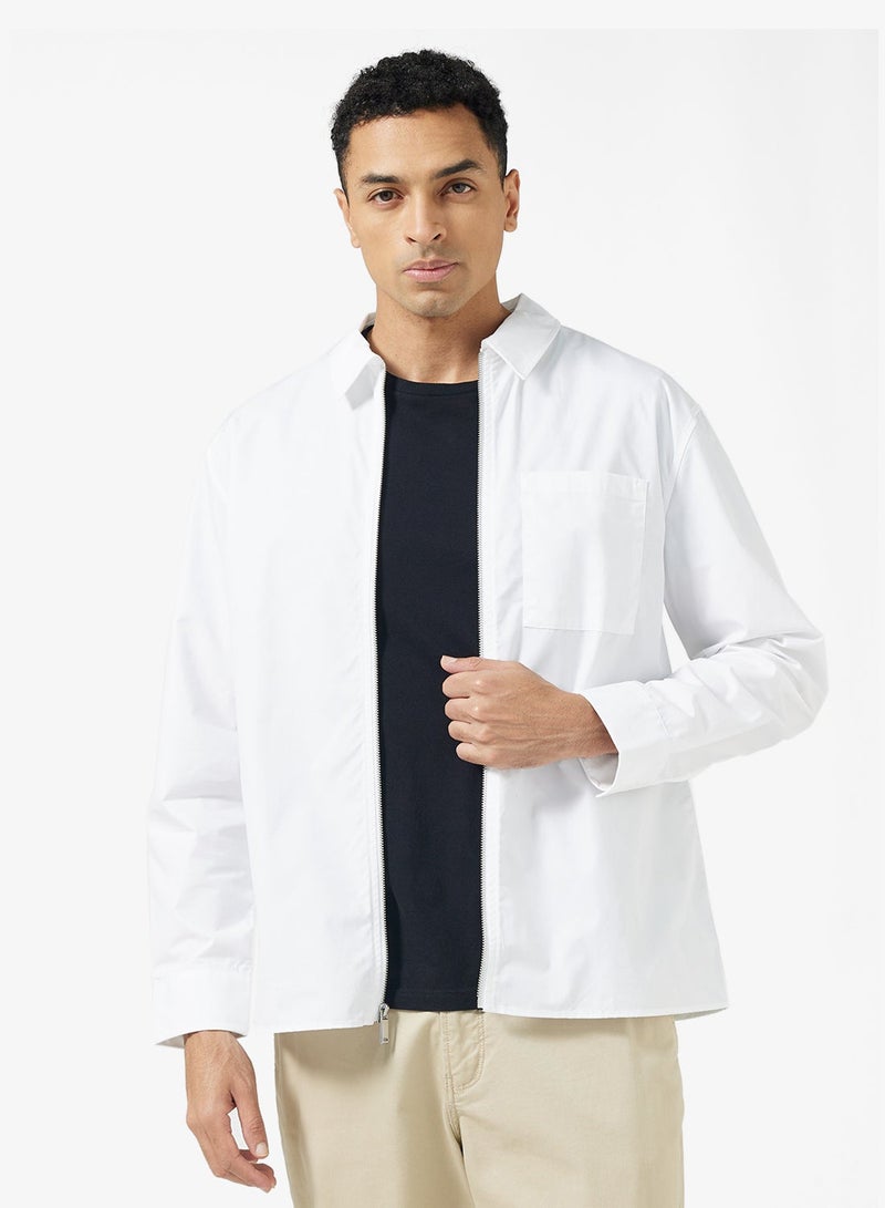 Calvin Klein Jeans Relaxed Zip Up Poplin Overshirt - Image 1
