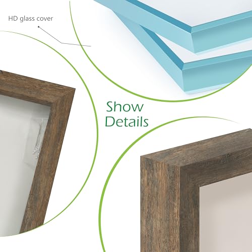 FrameWorks 16x20 Driftwood Wooden Shadow Box Frame – Soft Felt Back, Tempered Glass, and Included Elegant White Ball Push Pins - Image 3