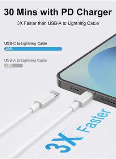 ماركة غير محددة كيبل شحن سريع اصلي الى USB مواصفات ابل، 3 قطع متوافق مع ايفون 11/11 بروماكس/11برو/اكس اس ماكس/اكس ار/8/7/6 اس/6/بلس، ايباد برو/اير/ميني،ايفون 14بروماكس/14برو/14بلس/14/13/12 ايبود تاتش (ابيض، 1 متر)  - Image 3