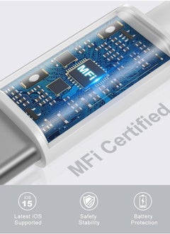 ماركة غير محددة كيبل شحن سريع اصلي الى USB مواصفات ابل، 3 قطع متوافق مع ايفون 11/11 بروماكس/11برو/اكس اس ماكس/اكس ار/8/7/6 اس/6/بلس، ايباد برو/اير/ميني،ايفون 14بروماكس/14برو/14بلس/14/13/12 ايبود تاتش (ابيض، 1 متر)  - Image 4