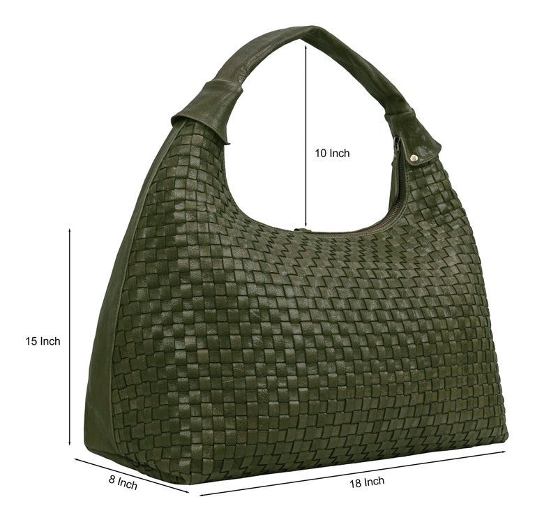ANTONIO VALERIA Addison Braided Green Leather Tote Bag for Women - Image 3
