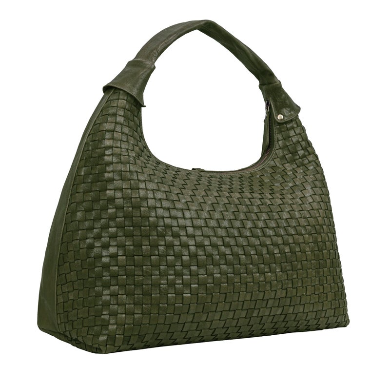 ANTONIO VALERIA Addison Braided Green Leather Tote Bag for Women - Image 1
