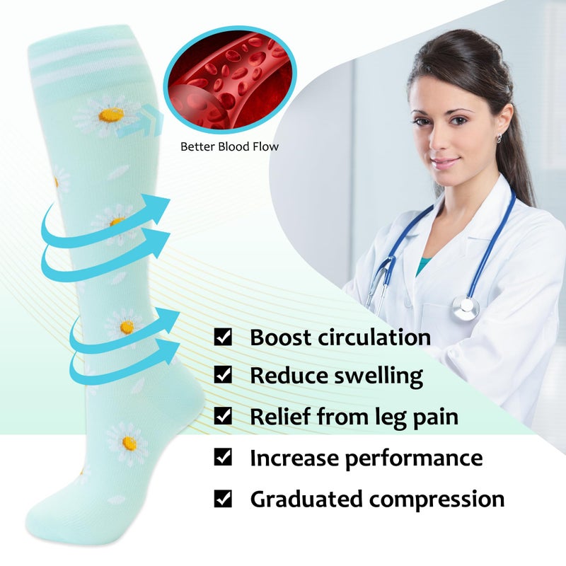 fenglaoda Compression Socks for Women Men Support Circulation 6 Pairs Socks For Nurse, Travel, Flight - Image 4