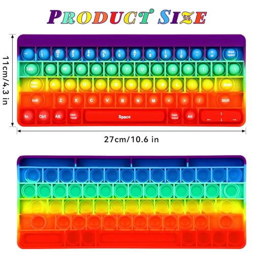 DEARIDAP Rainbow Keyboard Shape Silicone Squeeze Toys Bubble Fidget Sensory Toys Anxiety Stress Reliever Autism Toy for Kids Adults School Classroom Gift Party Favors - Image 5