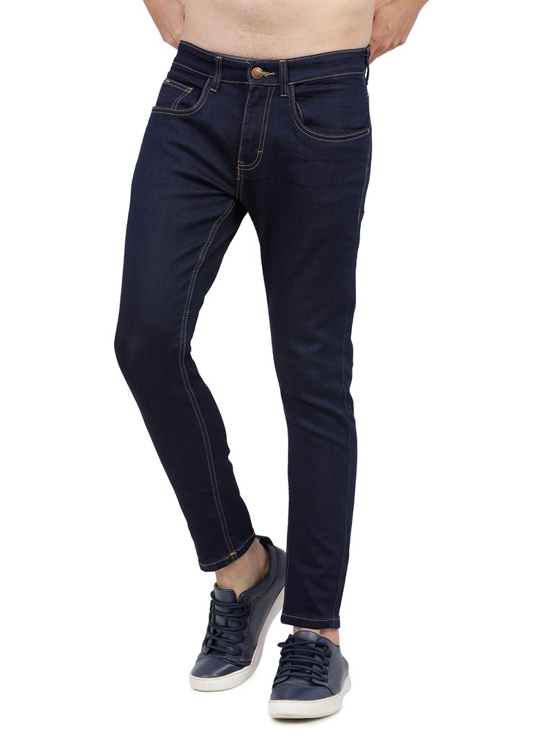 KETCH Men's Slim Mid Rise Jeans (KHJN000027_Dark Blue_30) - Image 5