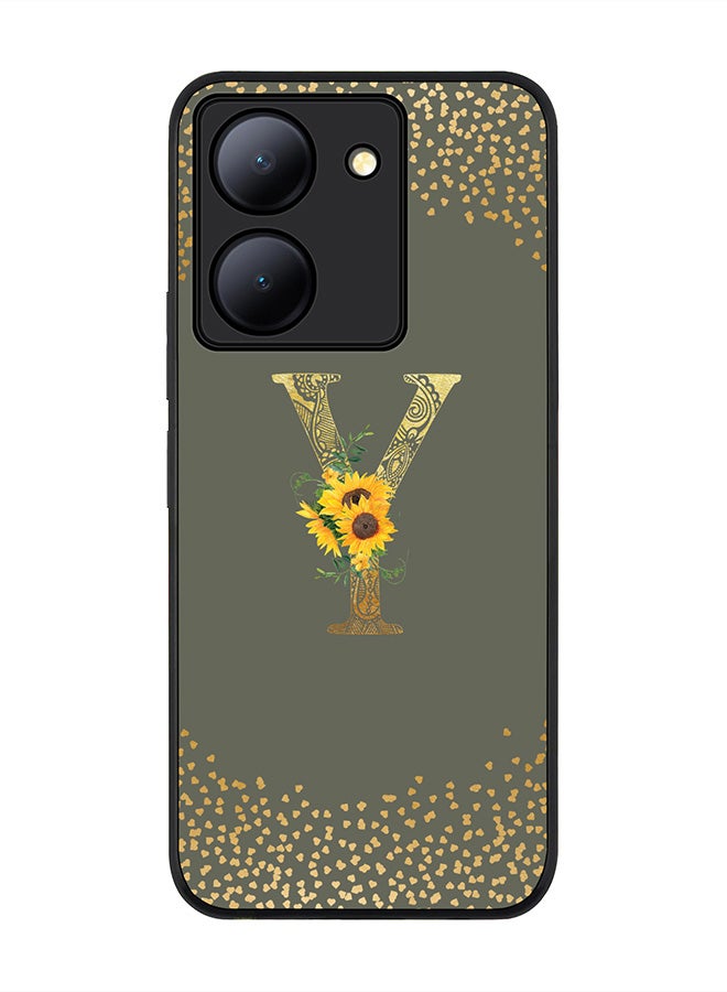 Stylizedd Case for Vivo Y36 / Vivo Y36 5G, Slim fit Flexible Cover Custom Monogram Initial Letter Floral Mandala Pattern Alphabet - Y (Olive Green) - Image 1