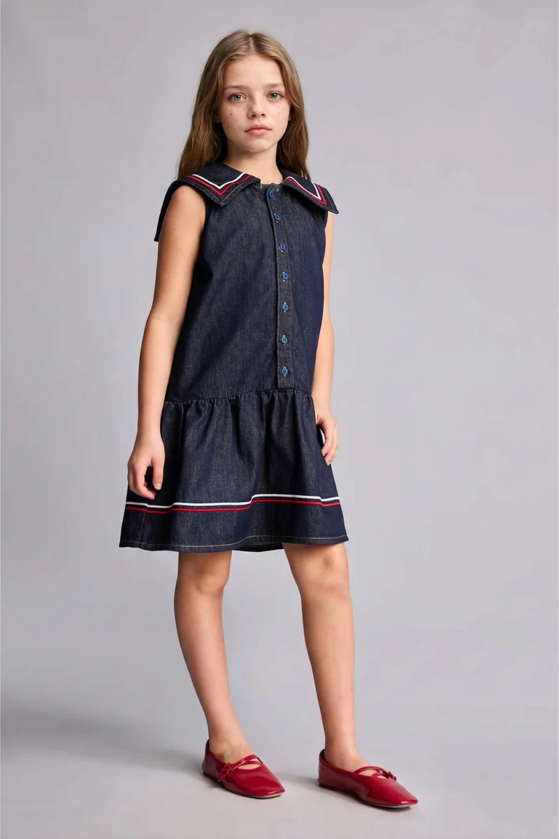 ديفاكتو Girl Navy Denim Dress